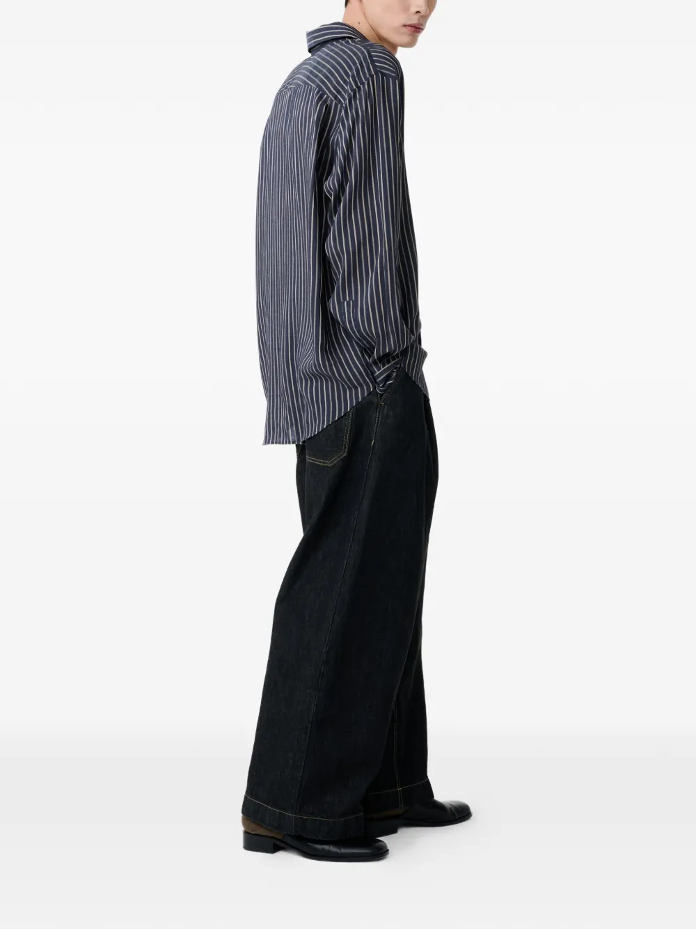 Studio Nicholson Puch jeans met riemlussen Zwart