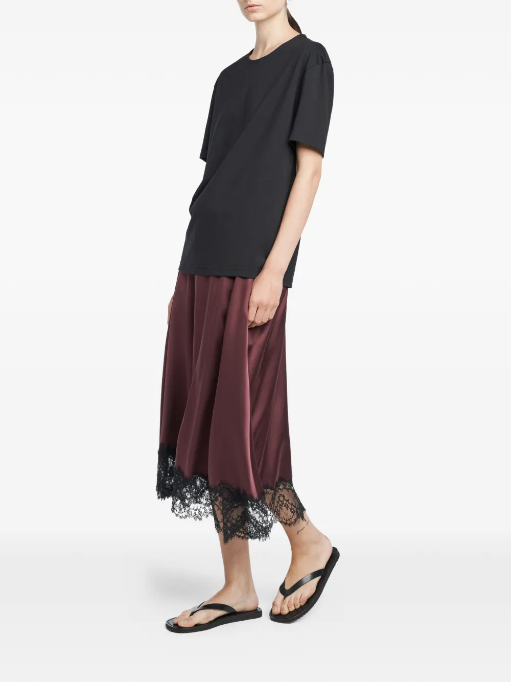  Maria Mcmanus Lace-trimmed Midi Skirt - Red 