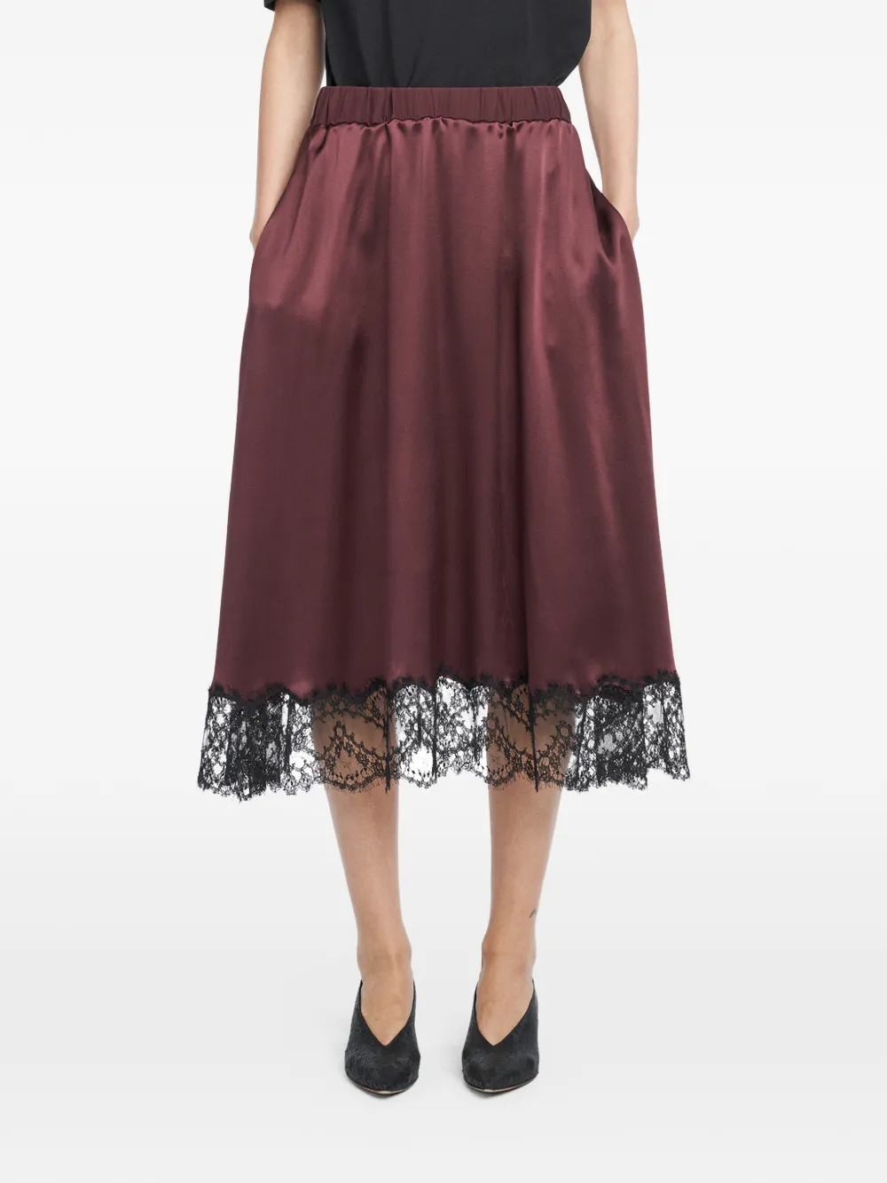 Maria McManus lace-trimmed midi skirt - Rosso