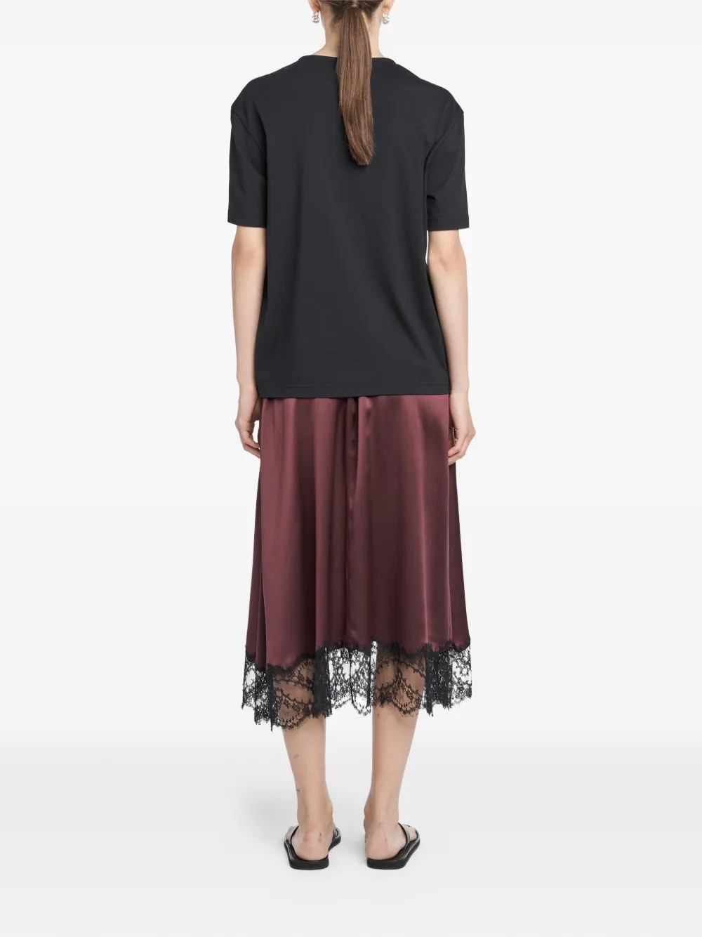 Maria McManus Lace-trimmed Midi Skirt in Red, view 4