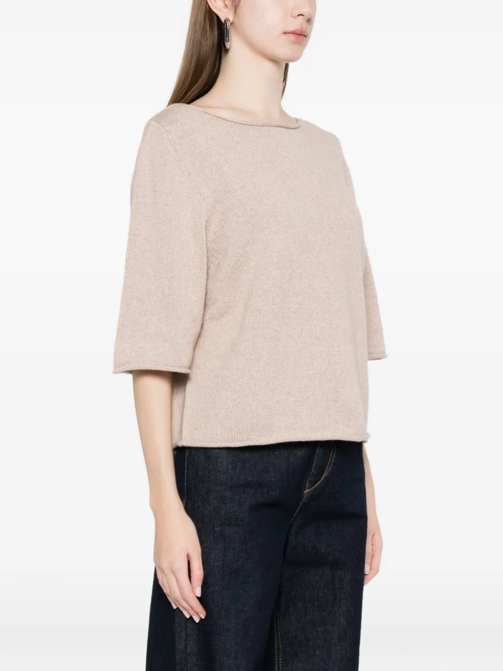  Allude Boat-neck Top - Neutrals 