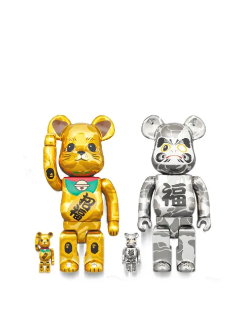 BearBrick x BAPE Maneki Neko and Daruma figurines (set of four)