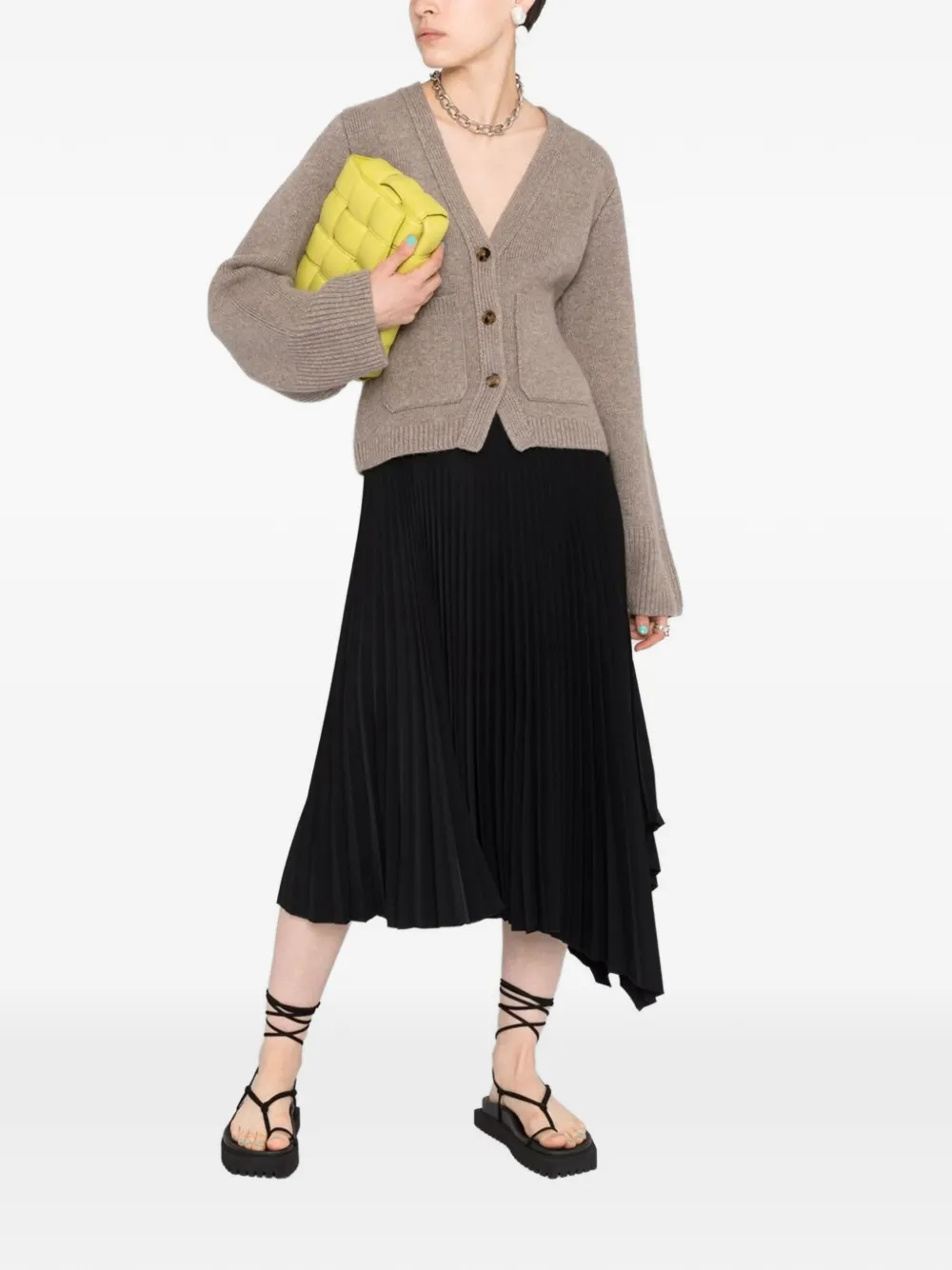 V-neck patch-pocket cardigan