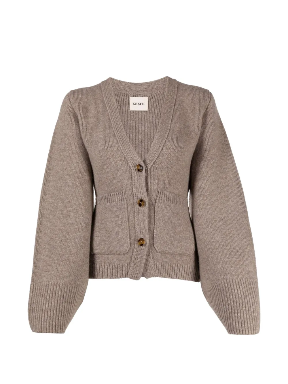 KHAITE V-neck patch-pocket cardigan - Toni neutri