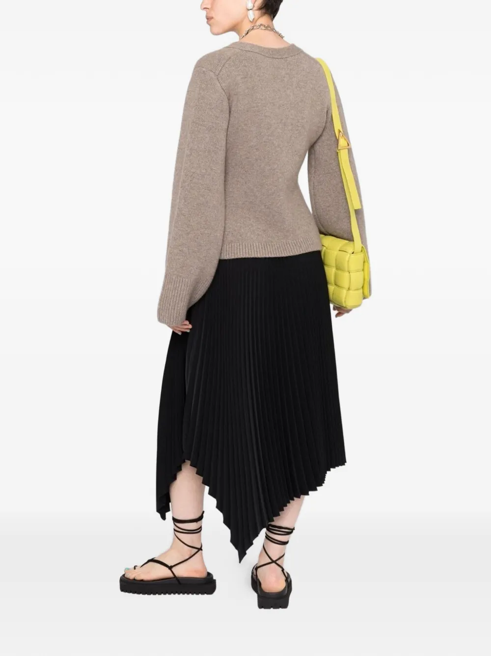 V-neck patch-pocket cardigan