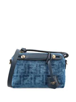 FENDI ダークブルー ショルダーバッグ FENDI Mini By The Way Soft Flocked Tote Bag | Blue | FARFETCH