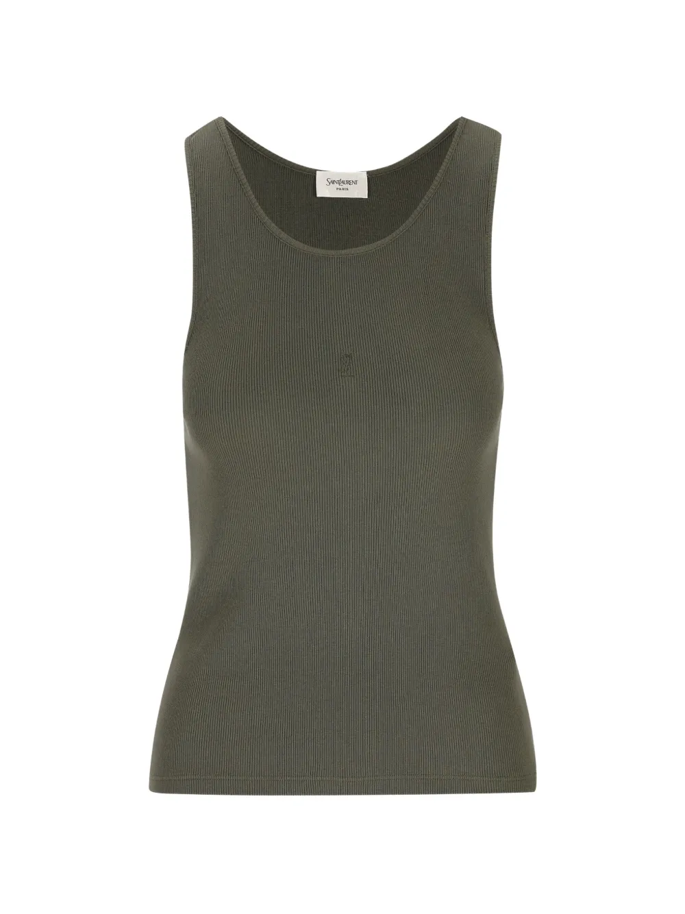 Saint Laurent Cassandre tank top in ribbed cotton jersey - Green