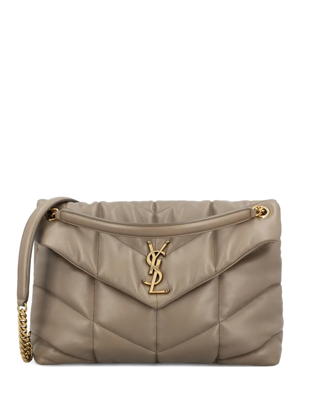 Saint Laurent Medium Puffer Bag In Lambskin Leather In Brown