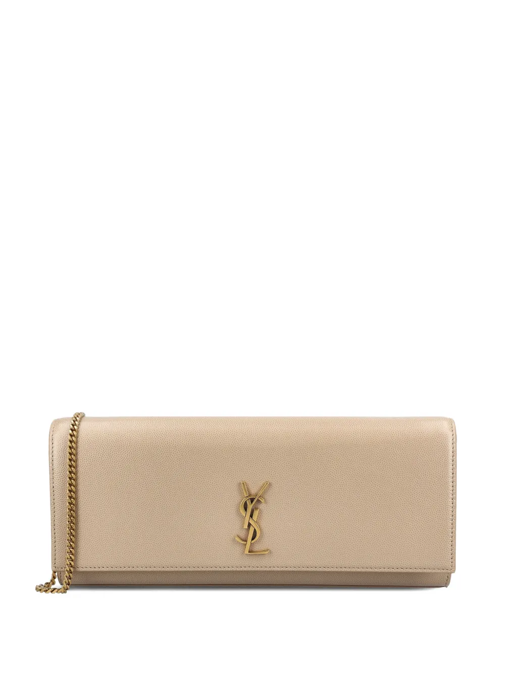 Saint Laurent Kate Clutch In Grain De Poudre Leather In Brown