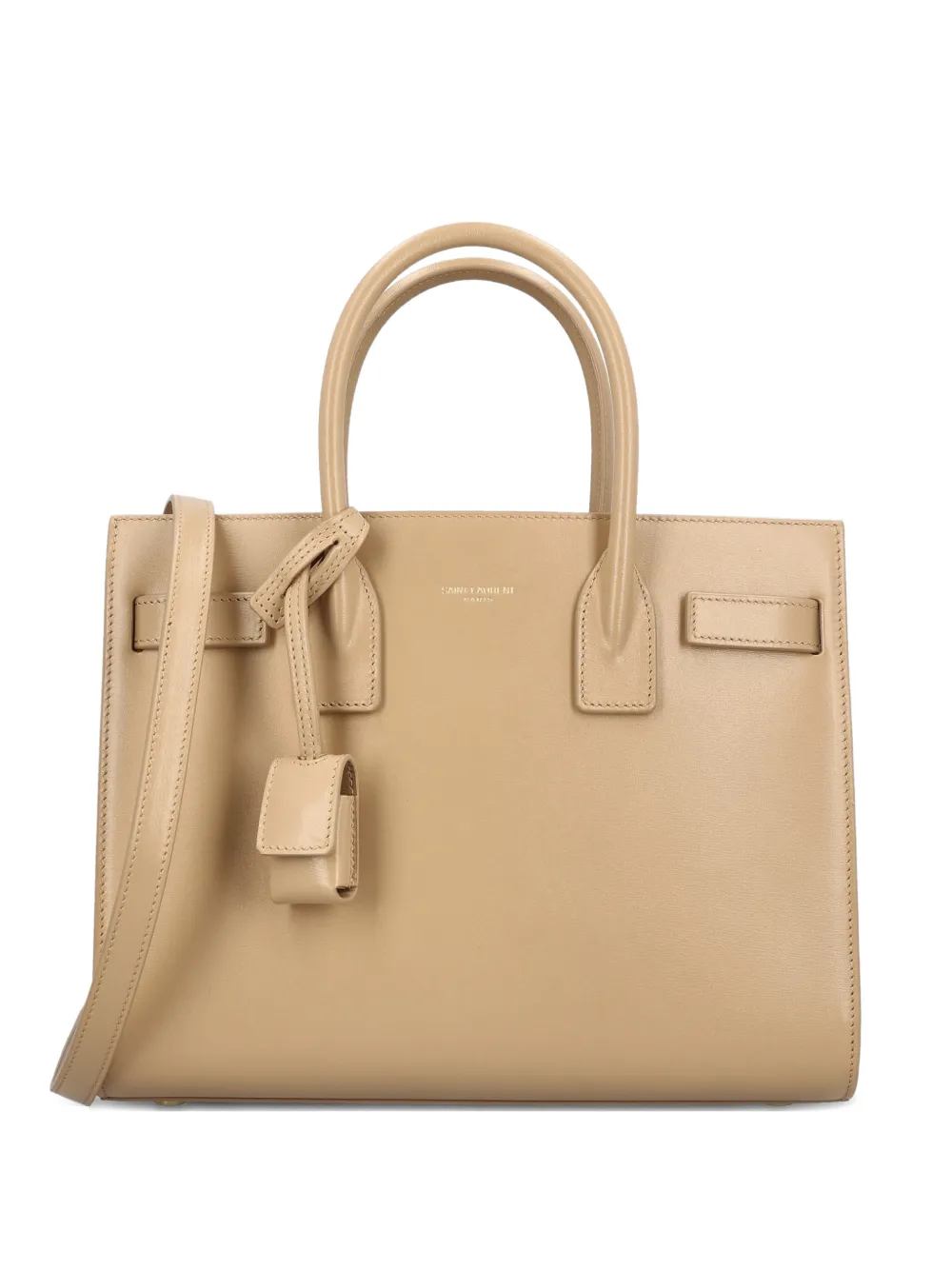 Saint Laurent Top-handle Leather Bag In Nude