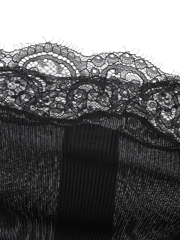 Saint Laurent Laced Tank Top In Ribbed Silk Jersey | Black | FARFETCH