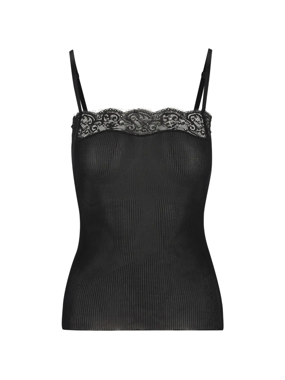 Saint Laurent lace ribbed top - Schwarz