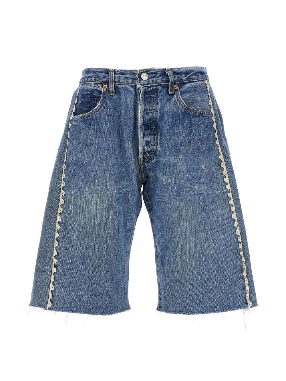 B SIDES Lasso lace frayed bermuda shorts - Blu