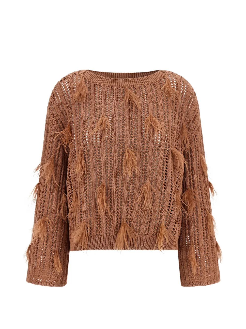 TWINSET perforated cotton sweater - Marrone