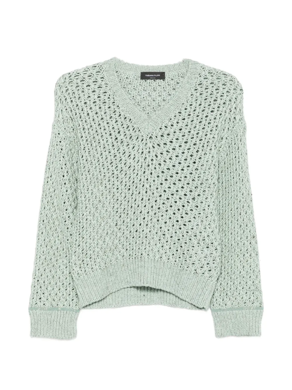 Fabiana Filippi openwork V-neck sweater - Verde
