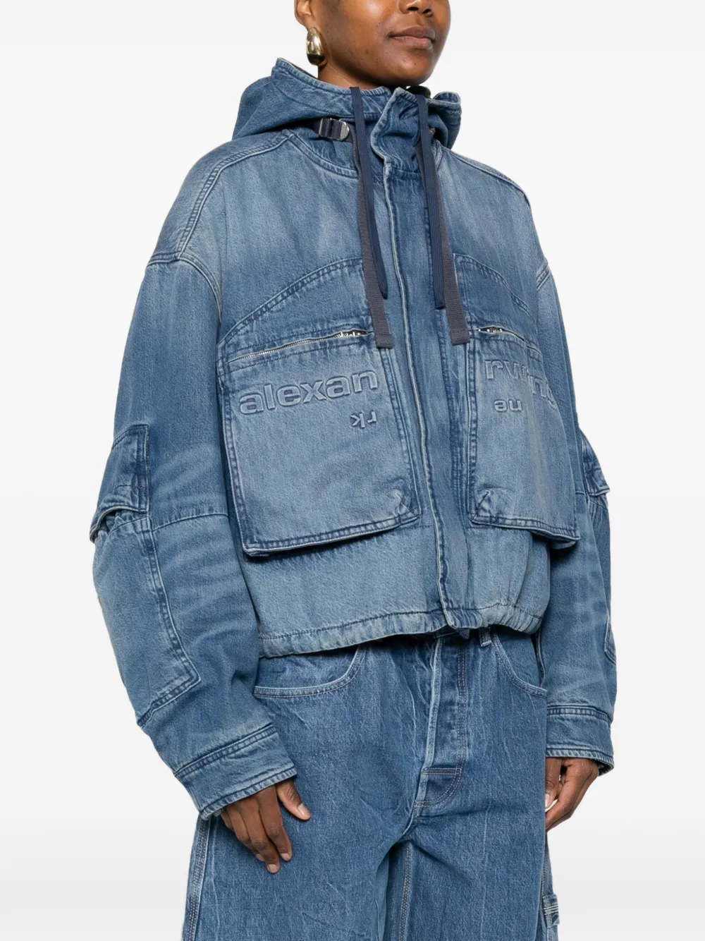  Alexander Wang Hooded Denim Jacket - Blue 