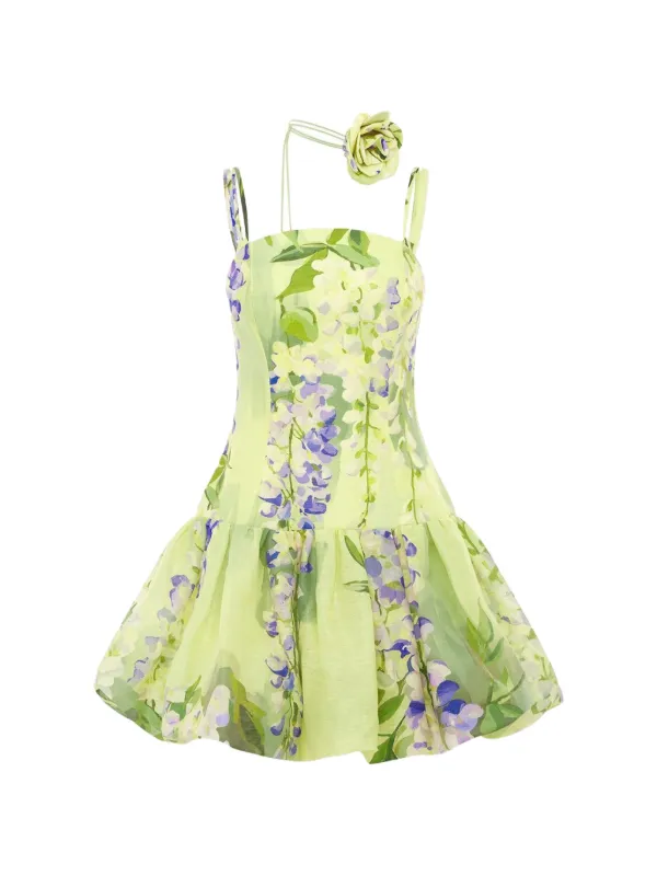 Leo Lin Lorena Floral Mini Dress in Green