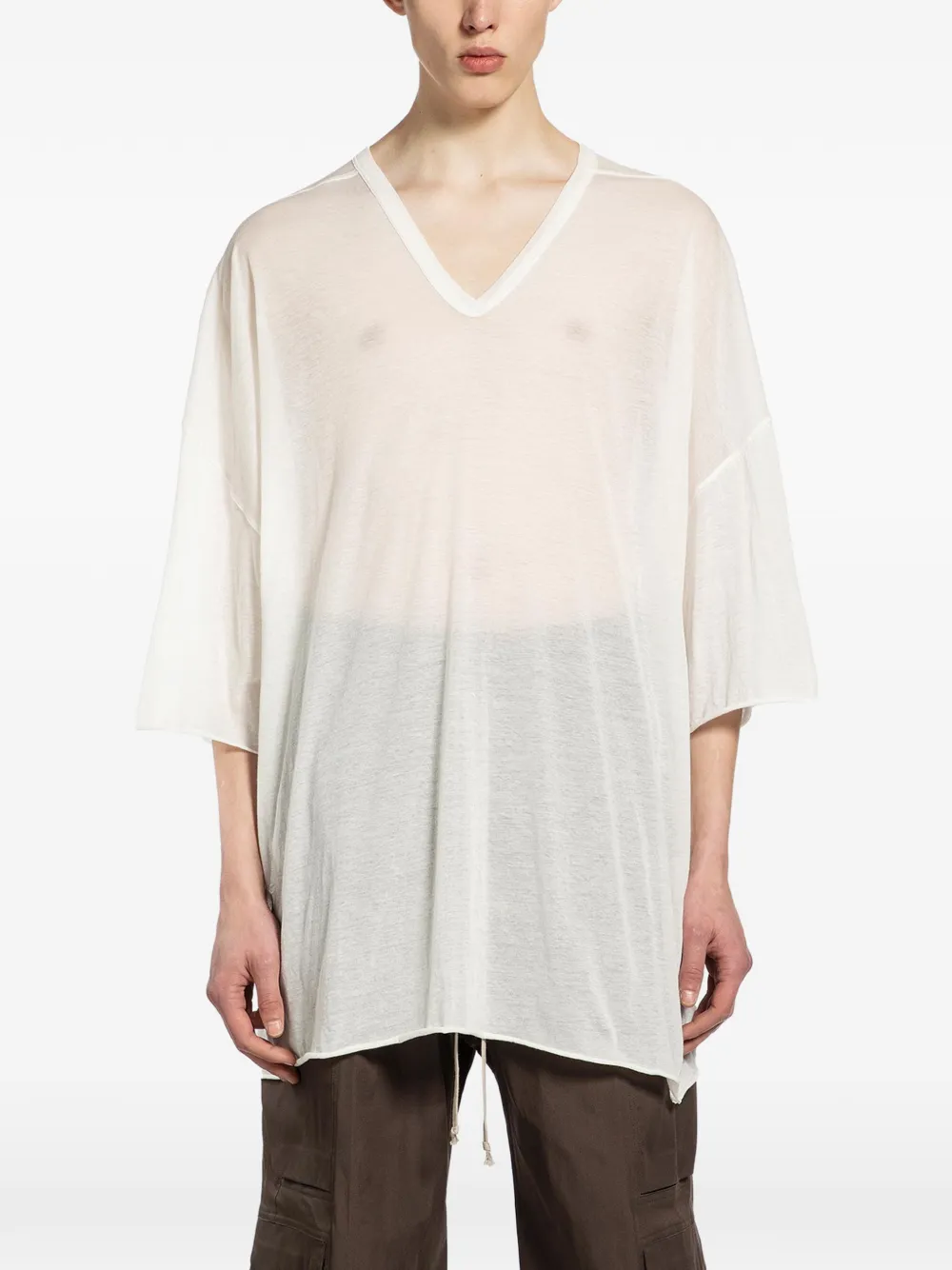 Rick Owens Tommy V-neck T-shirt - Toni neutri