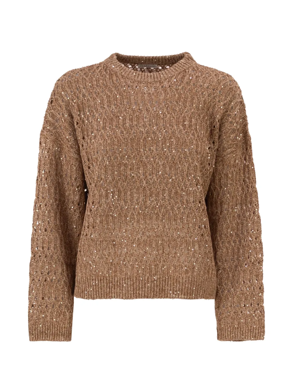 Brunello Cucinelli openwork crew-neck sweater - Marrone