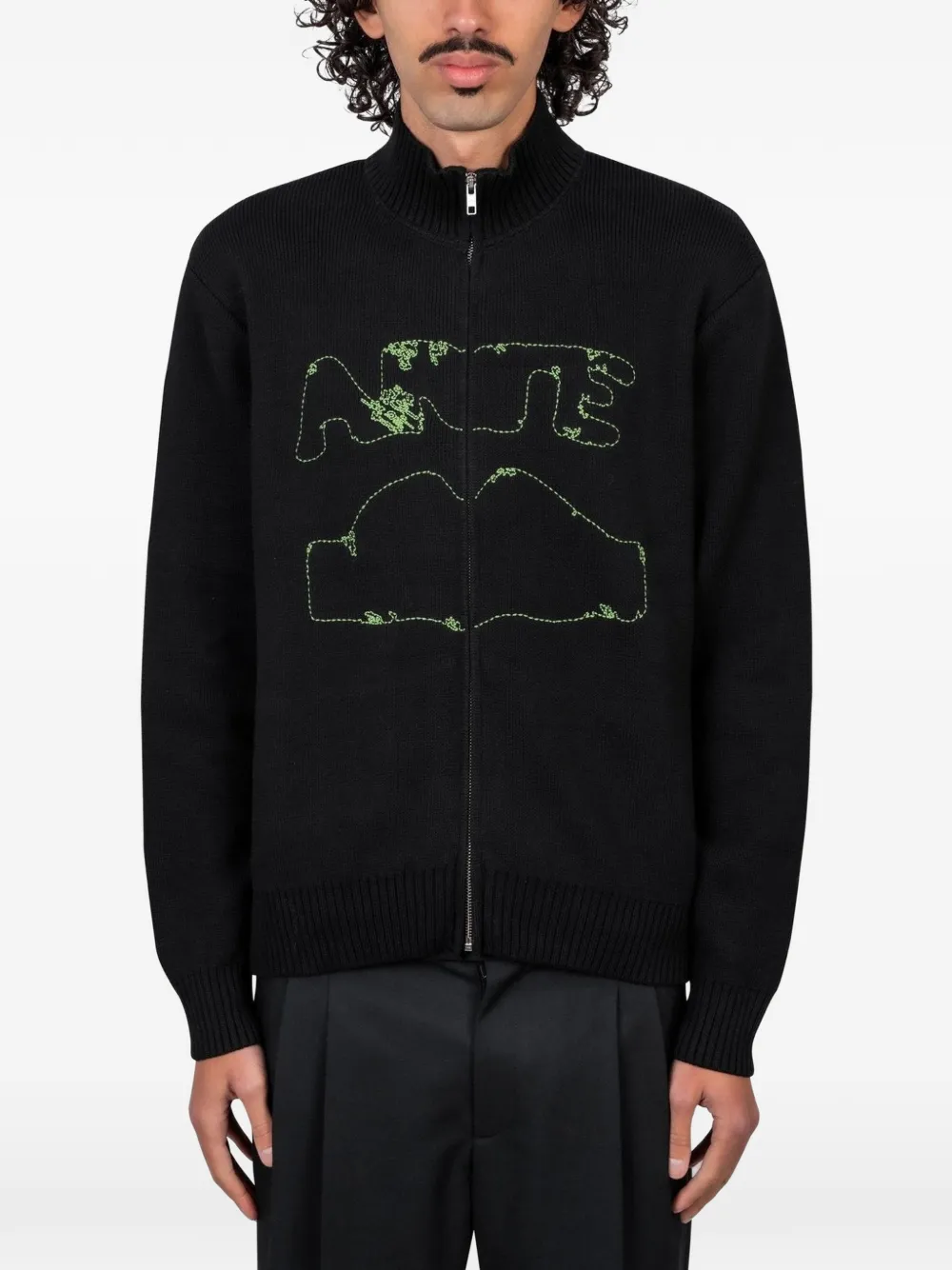 Arte Antwerp logo-embroidered cardigan - Nero