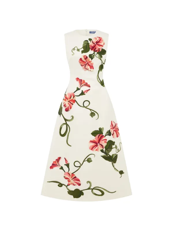 Leo Lin Cleo Floral Midi Dress in White