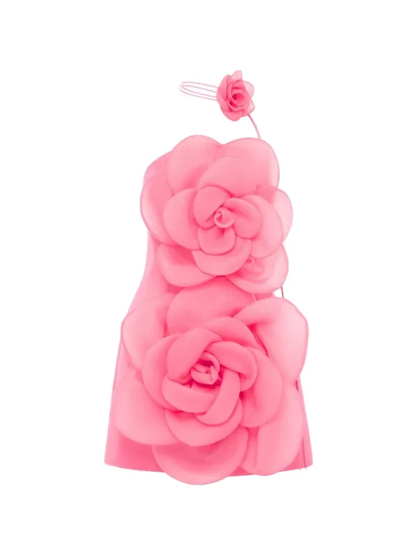 Leo Lin Floret Flower Mini Dress in Pink