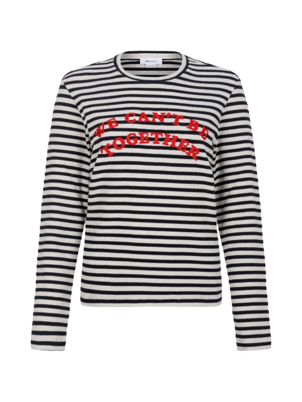 Alexander McQueen Striped Crew-neck Sweater in Blue
