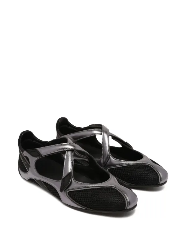 The Attico Floor 01 Criss-cross Ballet Flat in Grey
