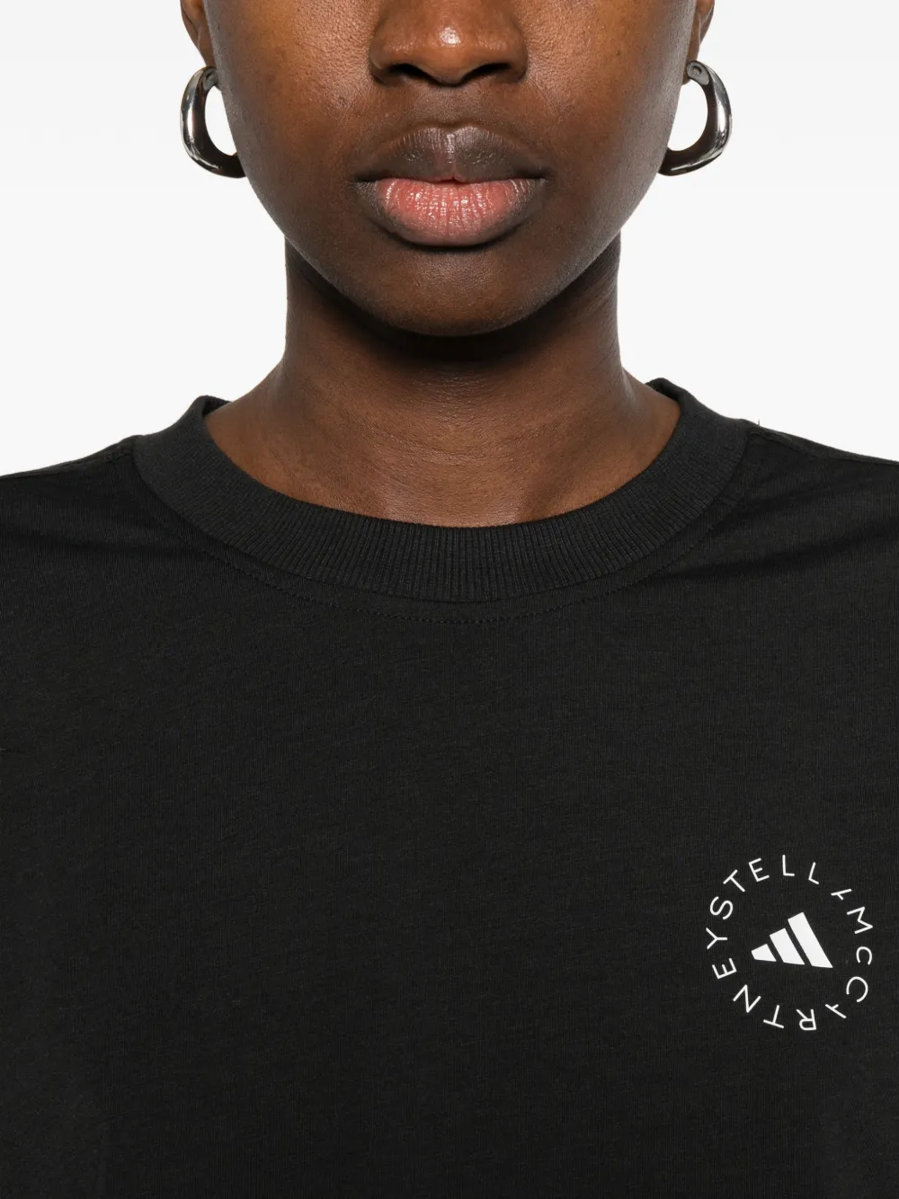 adidas by Stella McCartney T-shirt met logoprint Zwart