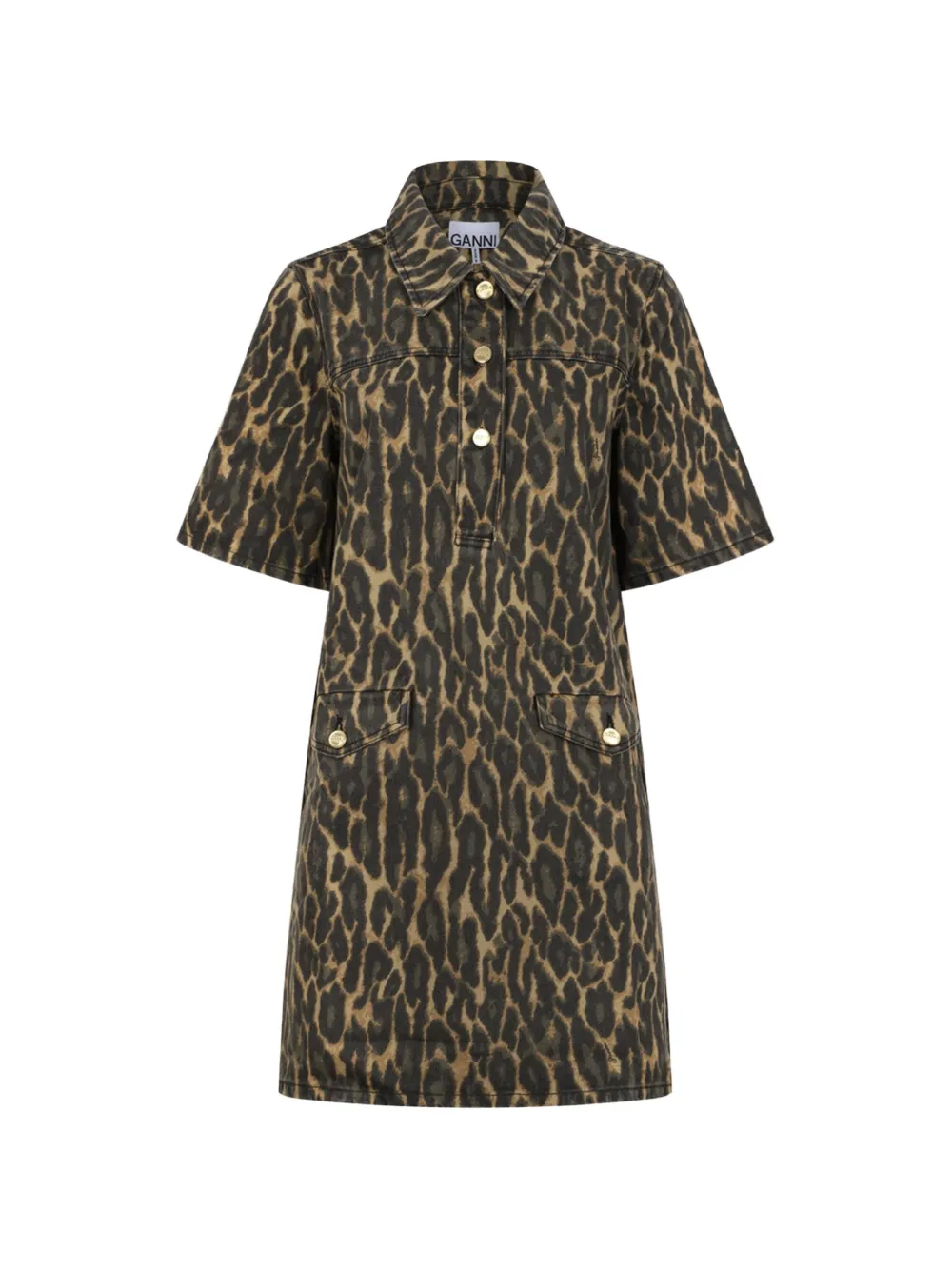 GANNI leopard button dress - Verde