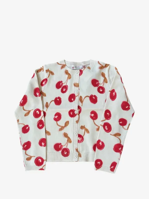 Bonpoint cherry-print button cardigan