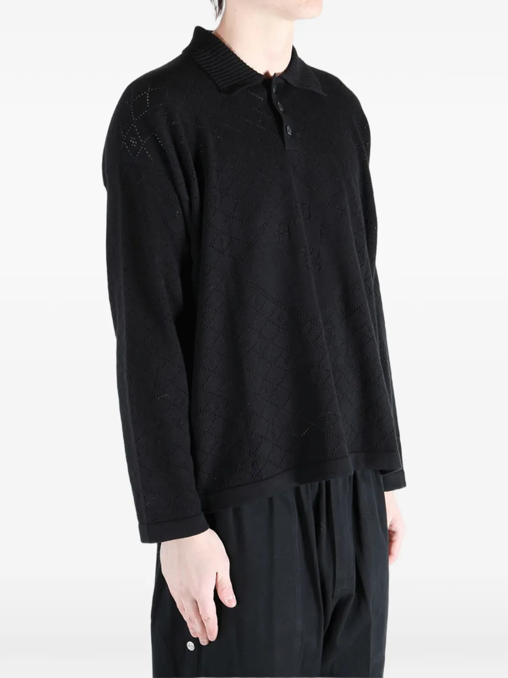 Anisette open-knited polo shirt