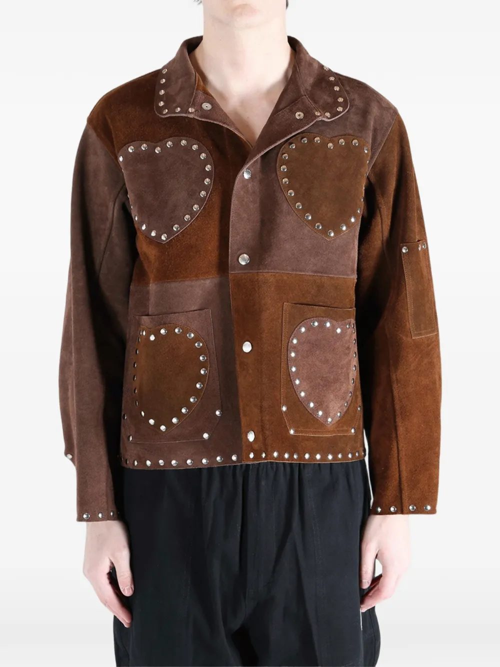  Bode Heart-detail Studded Overshirt - Brown 