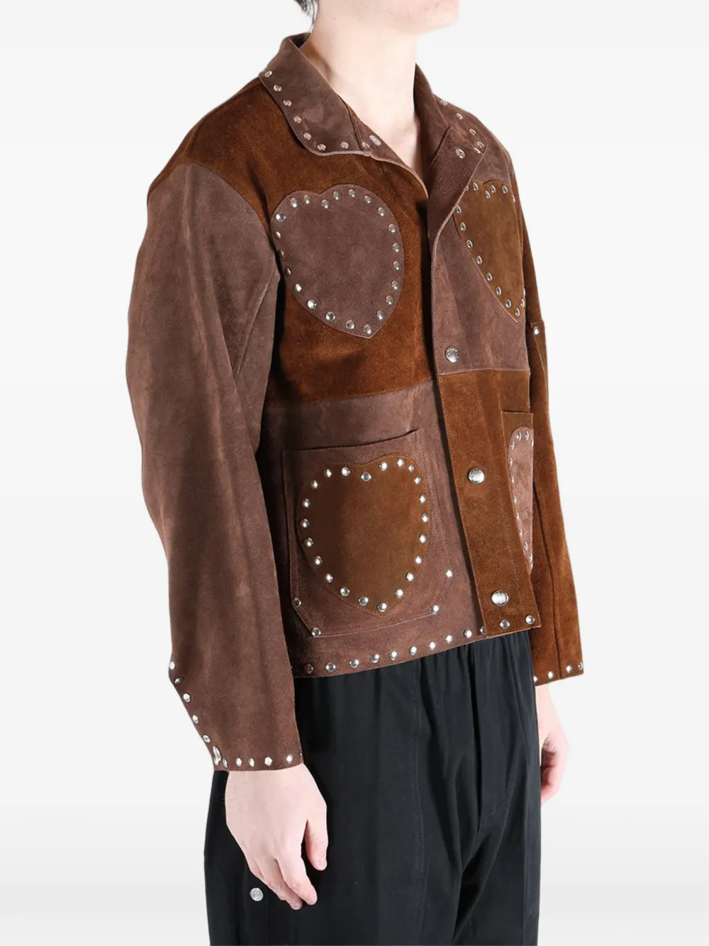 heart-detail studded overshirt