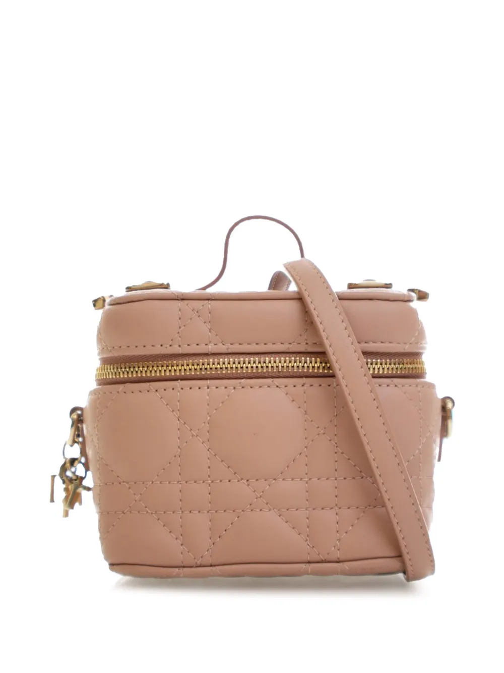 Christian Dior Pre-Owned 2020-2021 Micro Lambskin Cannage Lady Dior Vanity Case satchel - Marrone