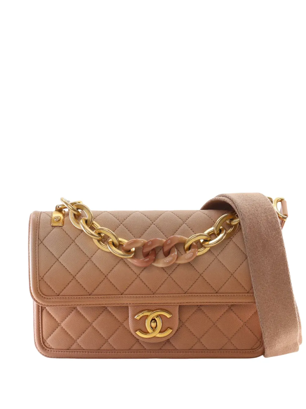 CHANEL Pre-Owned 2018-2019 Medium Quilted Caviar Sunset On The Sea Flap satchel - Marrone