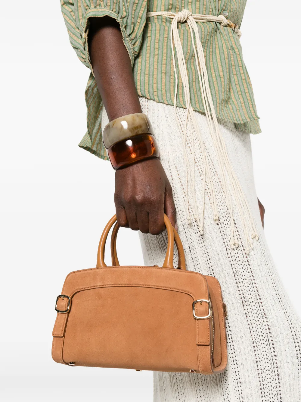 Santoni Didi shopper met gespdetail Bruin
