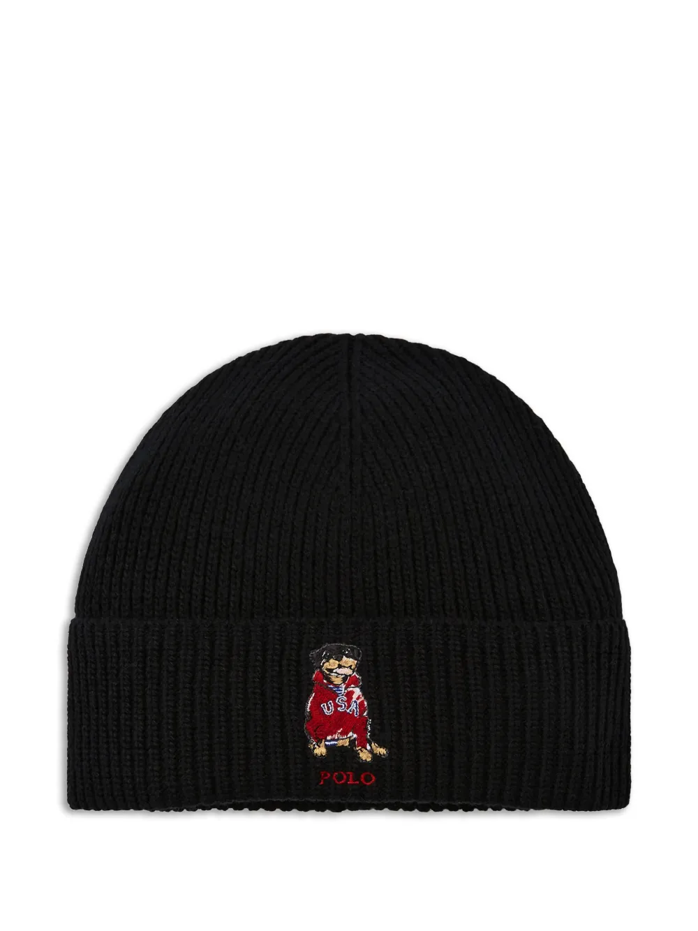 Polo Ralph Lauren dog-motif beanie hat - Nero