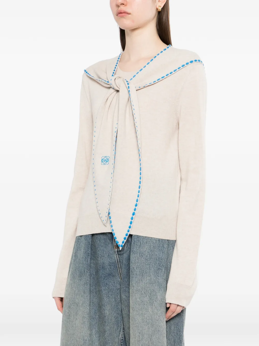  Loewe Scarf Knitted Top - Neutrals 