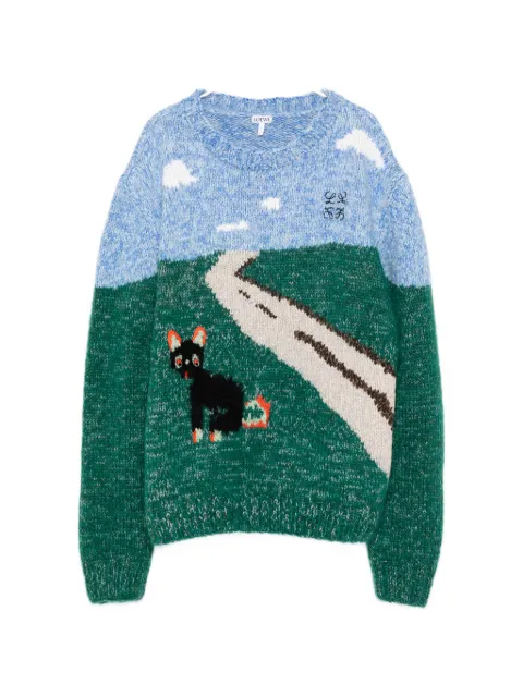 LOEWE x Louis Wain landscape-intarsia sweater