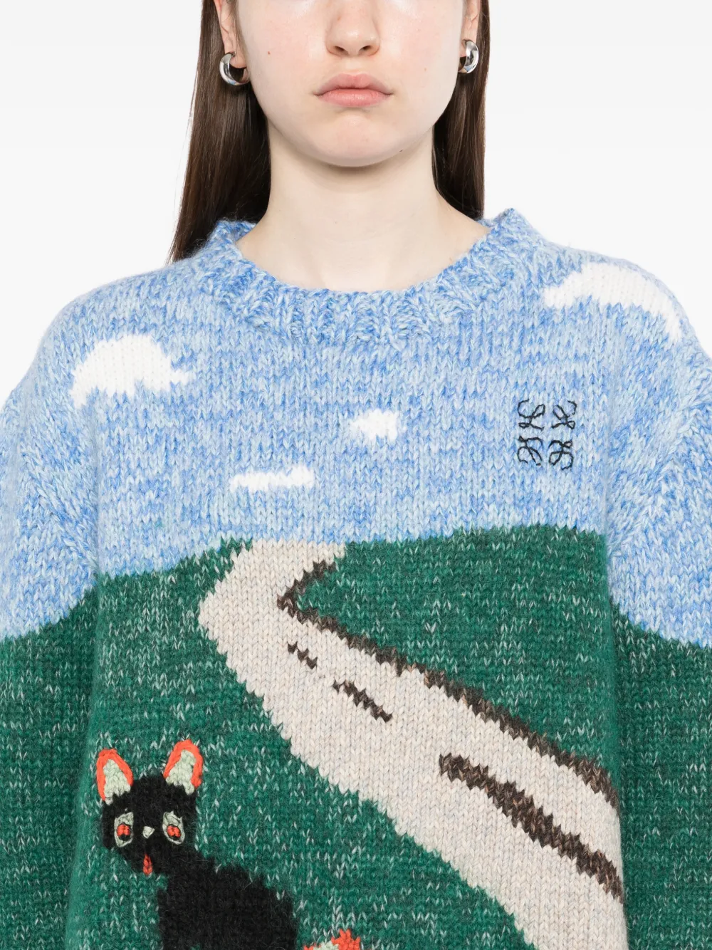 LOEWE Sweater in Wool and Mohair in Green, view 5