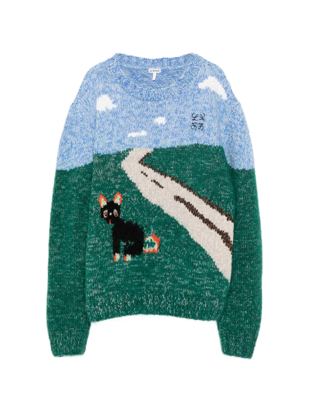 LOEWE x Louis Wain landscape-intarsia sweater - Verde