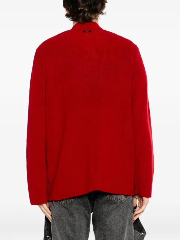 TEAM WANG Design x JDB mandarin-collar Cardigan | Red | FARFETCH JO