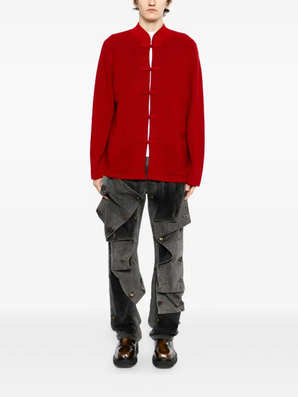 TEAM WANG Design x JDB mandarin-collar Cardigan | Red | FARFETCH JO