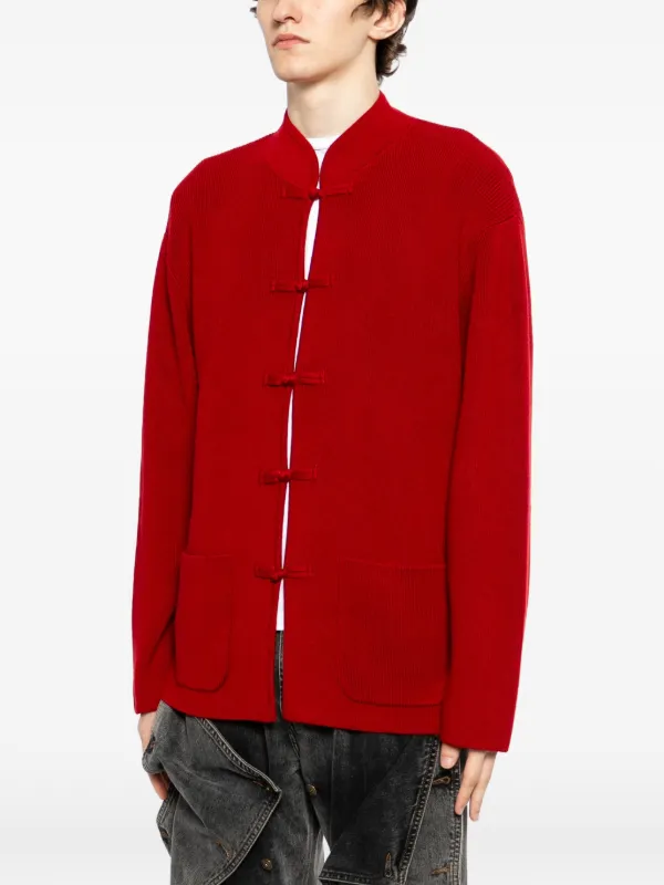 TEAM WANG Design x JDB mandarin-collar Cardigan | Red | FARFETCH JO