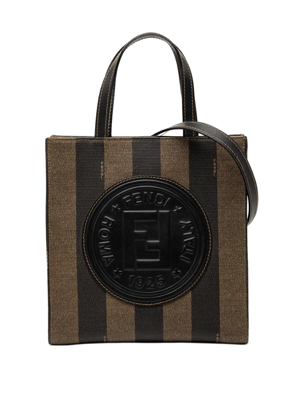 Fendi Pre-Owned Borsa tote Pequin convertibile in tela cerata con logo XX secolo - Marrone