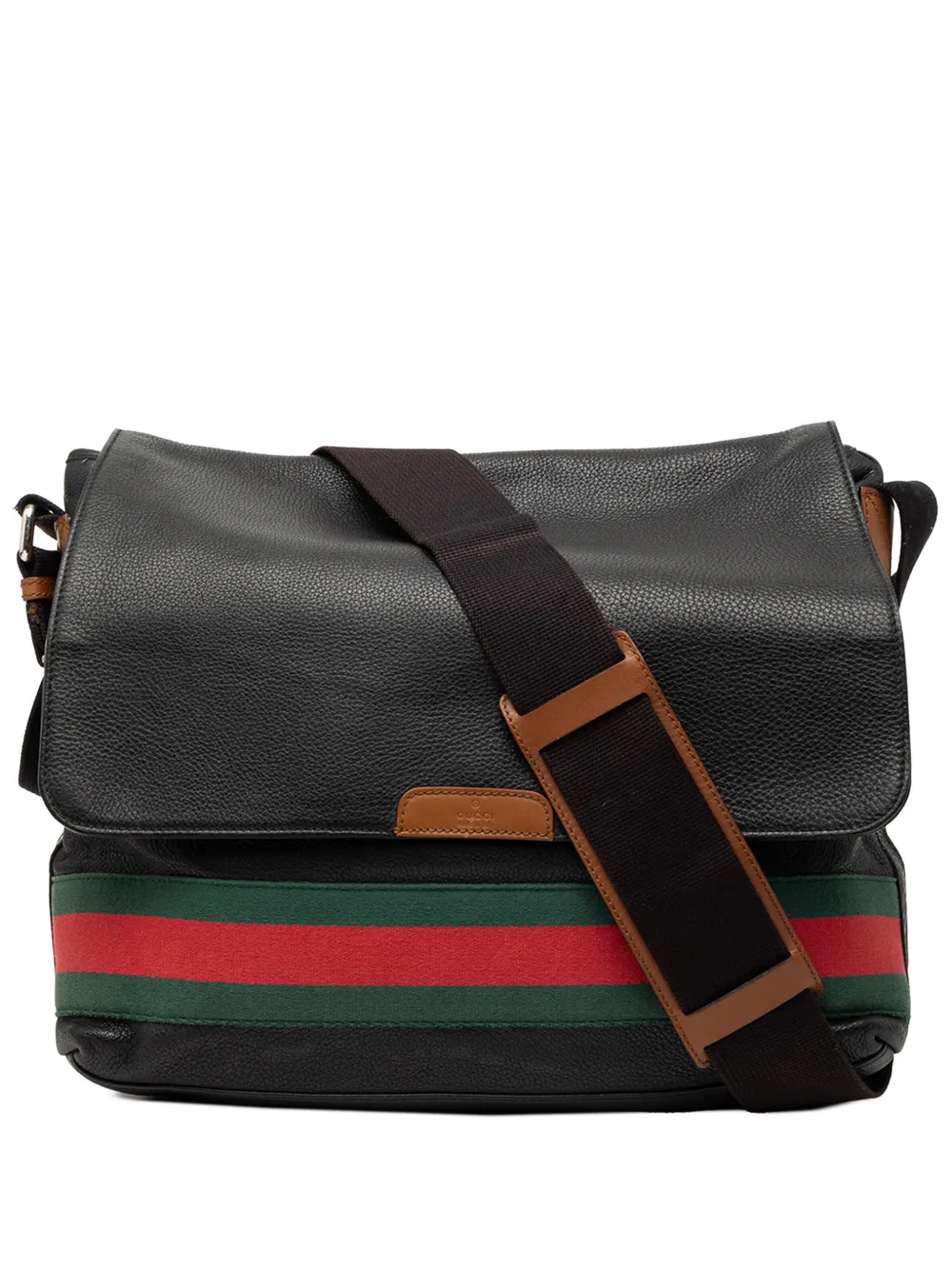 Gucci Pre-Owned Borsa a tracolla in pelle con decorazione Web 2000-2015 - Nero