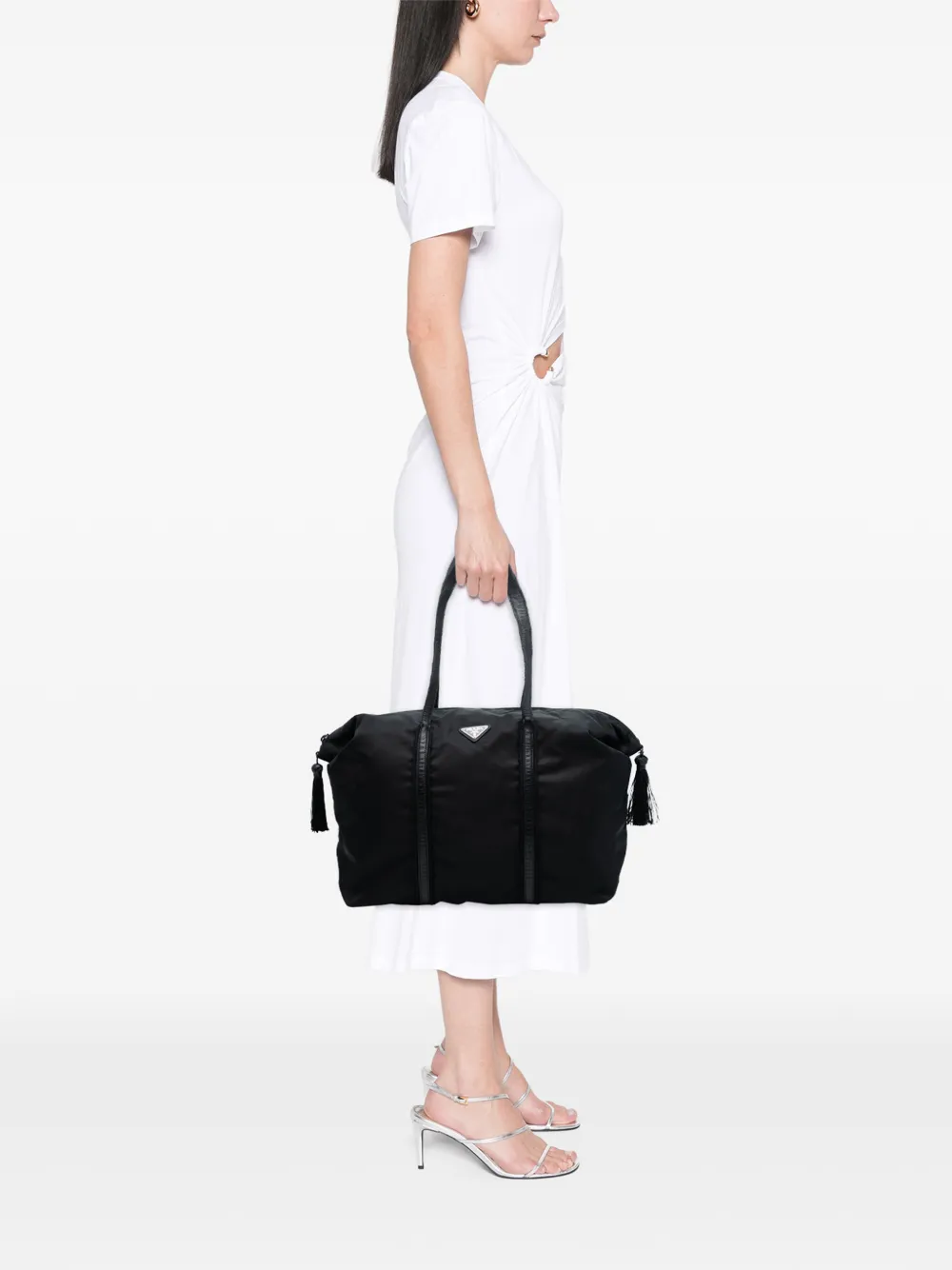 2013-2025 Vitello Trimmed Tessuto Tote Bag