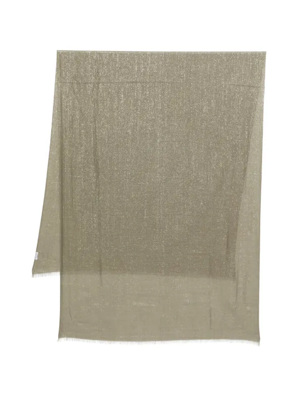Brunello Cucinelli Fringed Scarf in Green