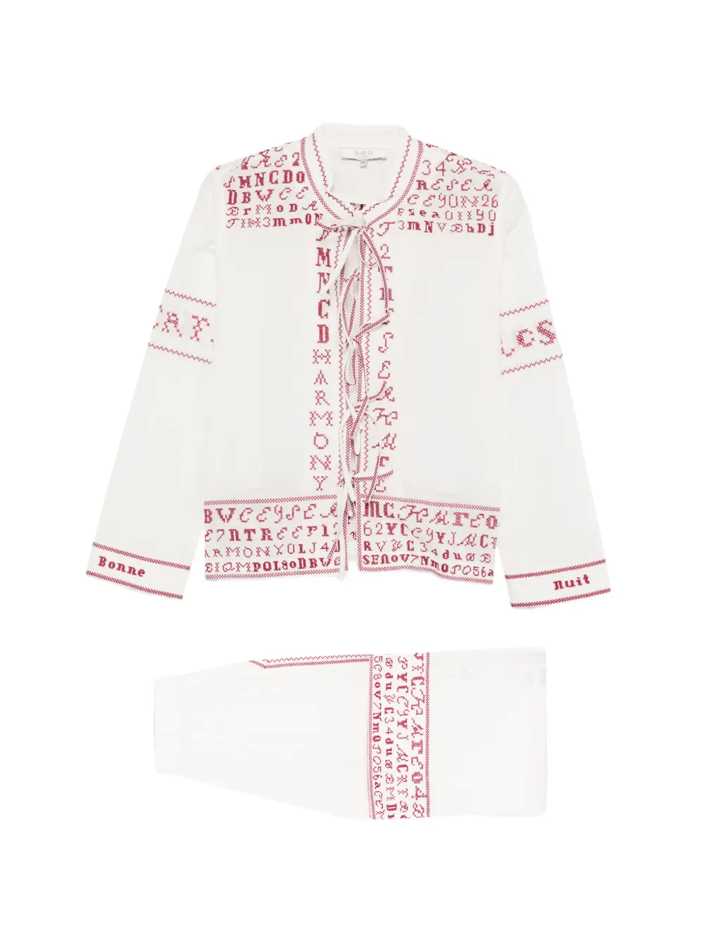 Sea embroidery pyjama set - Bianco